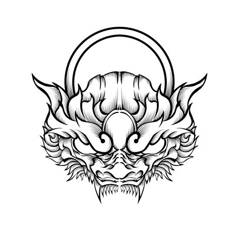 Chinese dragon head tattoo vector illustration 8902231 Vector Art at ...