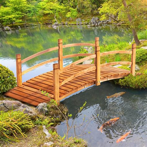 Outsunny 6FT Wooden Garden Bridge Classic Arc Footbridge with ...