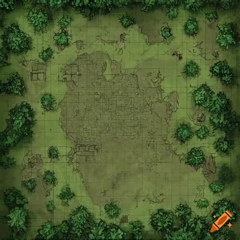 Intricate d&d battle map of a forest clearing with a mysterious pit on ...