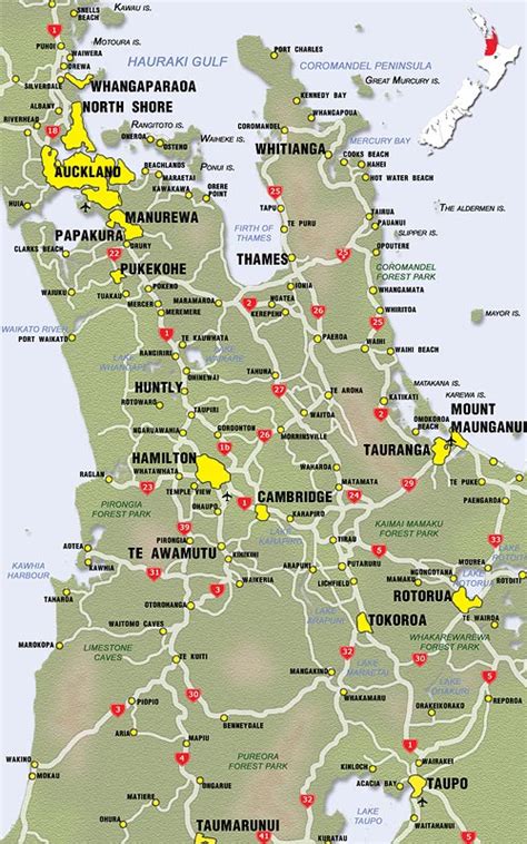 Coromandel Map City Regional | Political Map of New Zealand