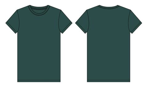 Short sleeve T shirt technical fashion Flat Sketch Green color Template ...