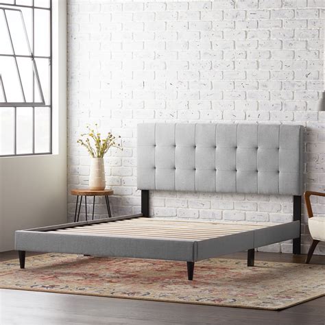 Rest Haven Upholstered Square Tufted Platform Bed, Twin XL, Gray ...