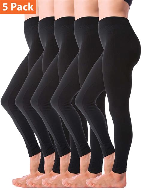 Kuda Moda 5-Pack Fleece Lined Leggings for Women Winter Warm Thermal ...