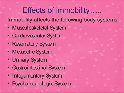 complications / Hazards of immobility