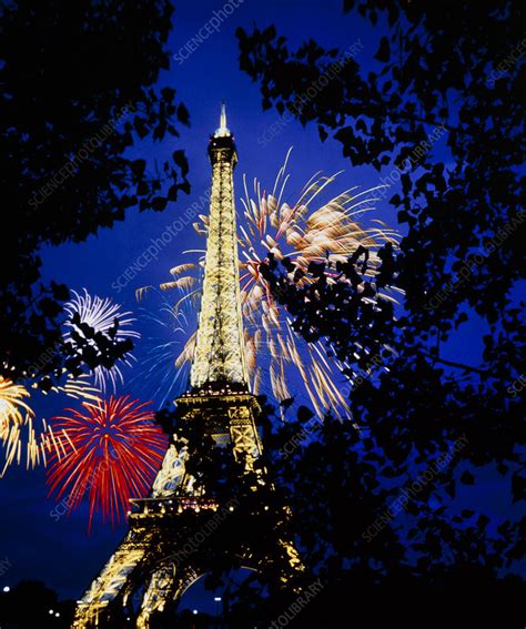 Eiffel Tower with fireworks, Paris - Stock Image - H910/0059 - Science ...