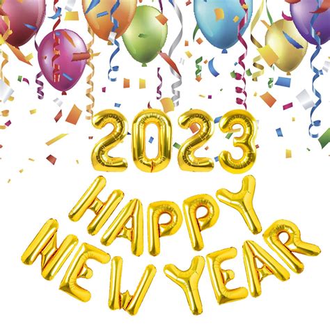 Buy Gusengo 2023 Happy New Year Balloons - 2023 Gold Foil Number ...