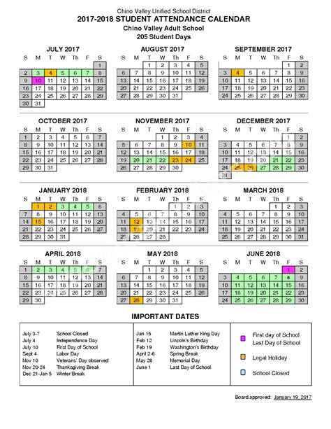 Chino Valley Unified School District Calendars – Chino, CA