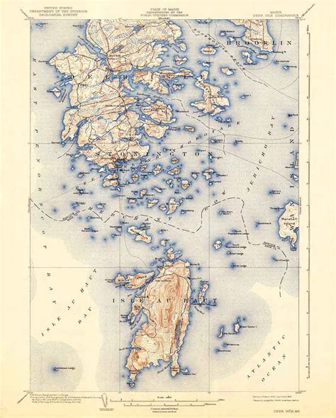 1904 Topo Map of Deer Isle Maine Quad Stonington - Etsy