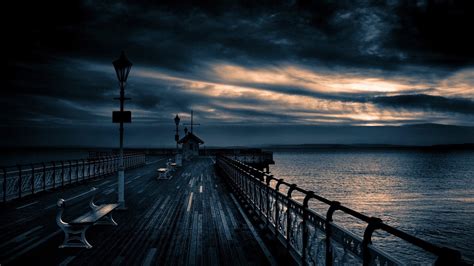 Beautiful Scenery Nature Pier In Dark Background HD Dark Wallpapers ...