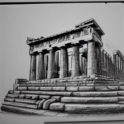 , Pencil Sketch, section, parthenon from greece - Arthub.ai