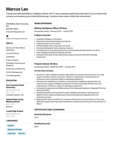 Army Resume Template