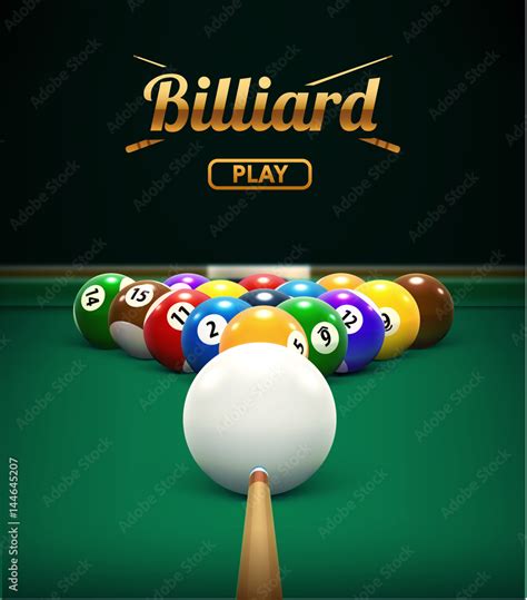 billiard table front view balls sport theme Stock Vector | Adobe Stock