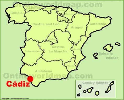 Cádiz location on the Spain map - Ontheworldmap.com