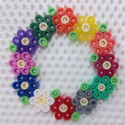 Flower wreath hama beads | Perler beads designs, Perler bead art, Fuse ...