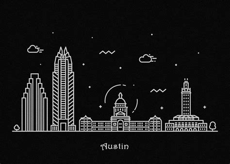 Austin Skyline Travel Poster Drawing by Inspirowl Design