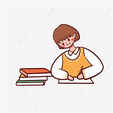 Kids Doing Homework Clipart Transparent Background, Cartoon Cute Vector ...