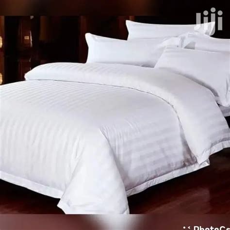 Cotton white striped satin duvet set 5*6 | Rafiki Shop