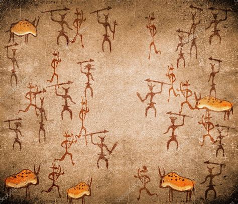 Prehistoric cave painting with war scene — Stock Photo © lollok #8311863