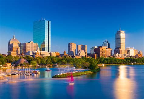 Boston skyline at the evening. Cityscape of Back Bay Boston ...