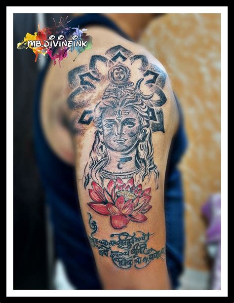 Shiva tattoo, shambhu tattoo, Lotus tattoo, dotwork, bicep tattoo, lord ...