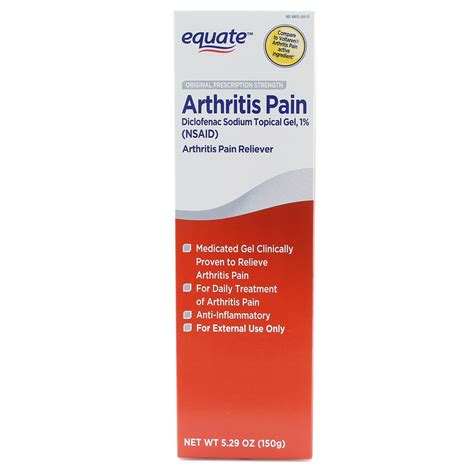 Equate Arthritis Pain Reliever Topical Gel, 1% Diclofenac Sodium (NSAID ...