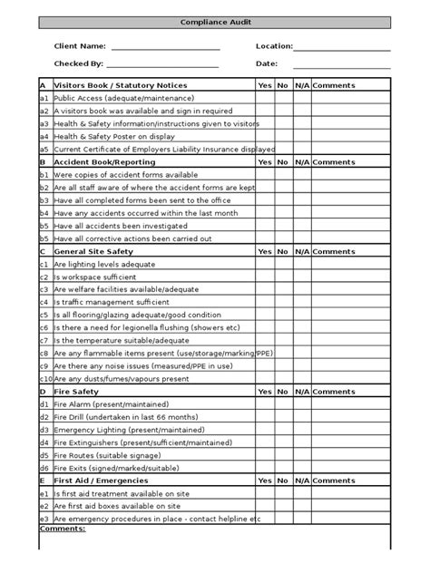 Compliance Audit Checklist Template