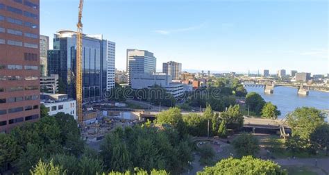 Aerial View of Portland Skyline, Oregon Stock Photo - Image of fall ...