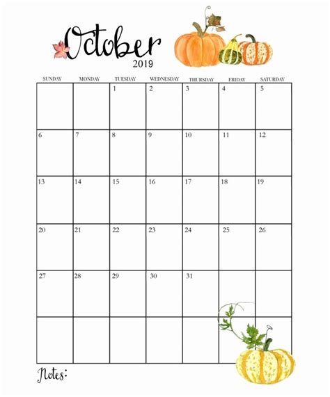 Cute October 2019 Calendar Printable | October calendar, October ...