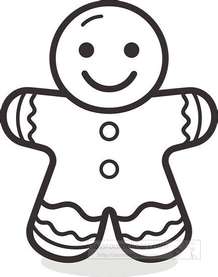 Holiday Outline Clipart-gingerbread man black outline