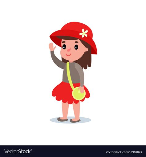 Cartoon girl character in stylish red hat Vector Image