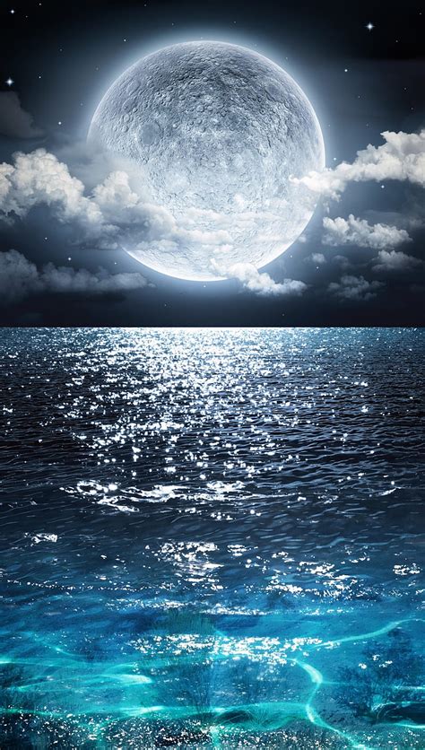 Moon, sea, ocean, reflection, HD phone wallpaper | Peakpx