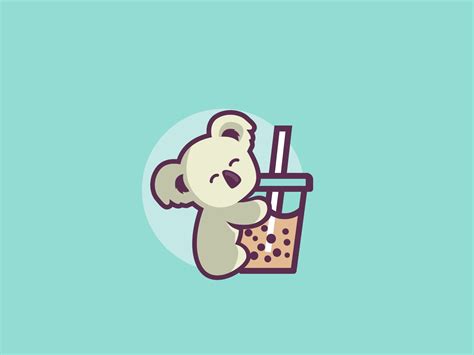 Cute Koala With Boba Milk by farqaleit on Dribbble