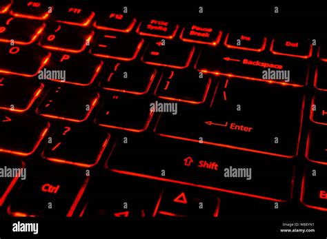 Keyboard with red back light Stock Photo - Alamy