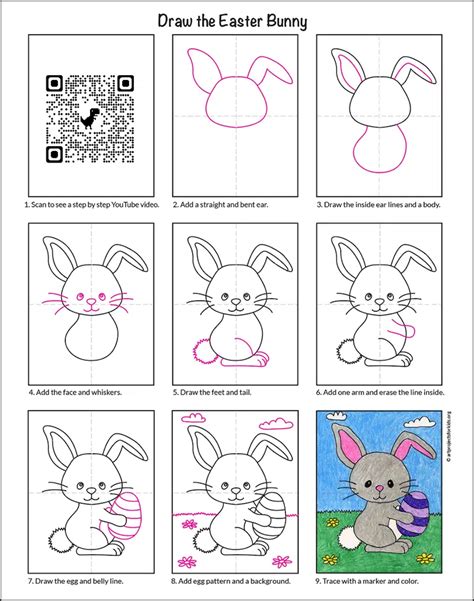 Easy How to Draw the Easter Bunny Tutorial Video & Coloring Page