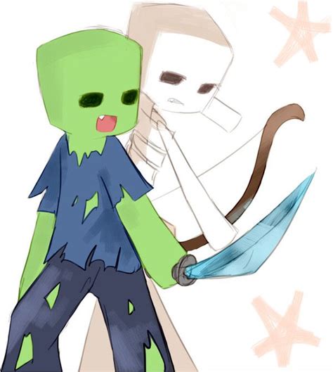 Skeleton 🏹 and Zombie🗡 | Minecraft drawings, Minecraft art, Minecraft ...