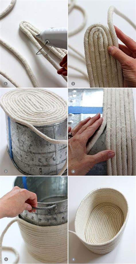 No sew rope basket – 3 easy DIY ideas and picture tutorials