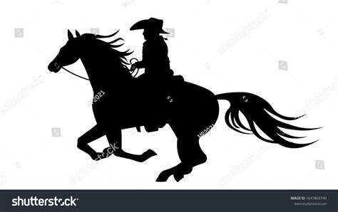 Cowboy Riding Horse Silhouette Vector Illustration Stock Vector ...