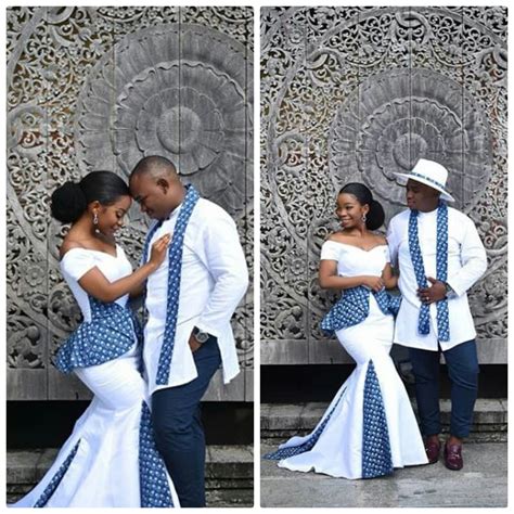 Clipkulture | Couple In Sotho Shweshwe Inspired Wedding Outfit