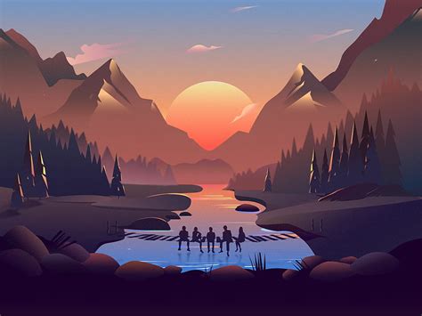 Ilustración Paisaje, arte paisajista fondo de pantalla | Pxfuel