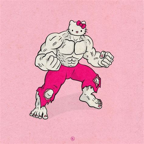 Hulk-inspired Hello Kitty by caleblindendesign