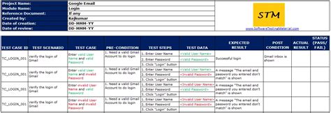 Sample Test Case Template - Software Testing Material