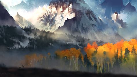 3840x2160 Landscape Scenery Moutain Autumn Digital Art 5k 4K ,HD 4k ...