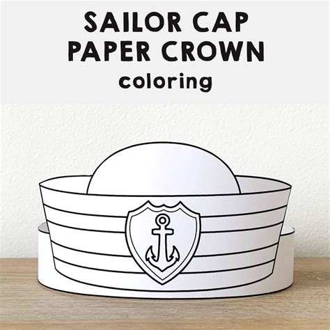 Sailor Cap Hat Paper Crown Printable Coloring Craft Activity | Made By ...