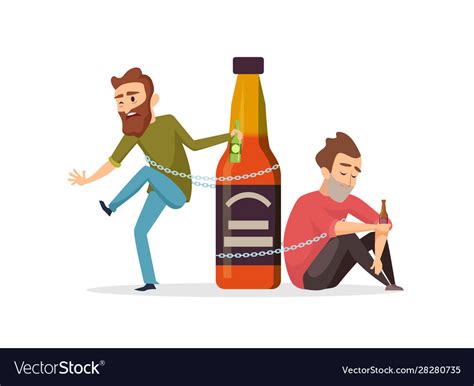 Alcohol addict drunk men alcohol abuse Royalty Free Vector