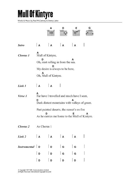 Mull Of Kintyre by Wings - Guitar Chords/Lyrics - Guitar Instructor