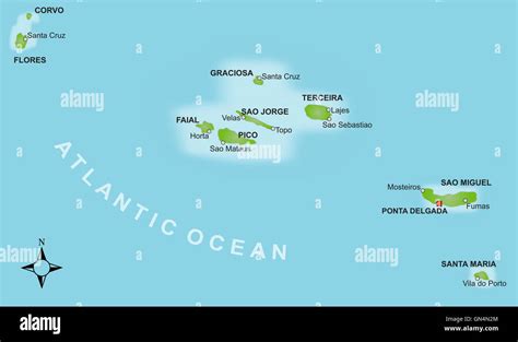 Map Azores Stock Photo, Royalty Free Image: 116274332 - Alamy