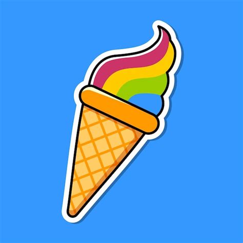 Premium Vector | Cartoon ice cream cone rainbow ice cream sticker ...