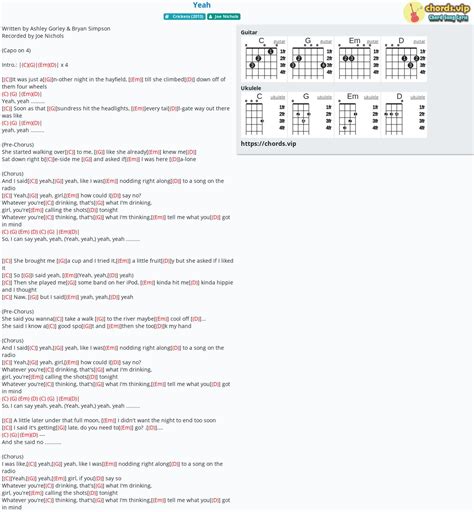 Chord: Yeah - Joe Nichols - tab, song lyric, sheet, guitar, ukulele ...