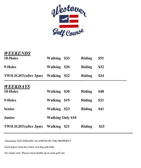 Rates - Westover Municipal Golf Course