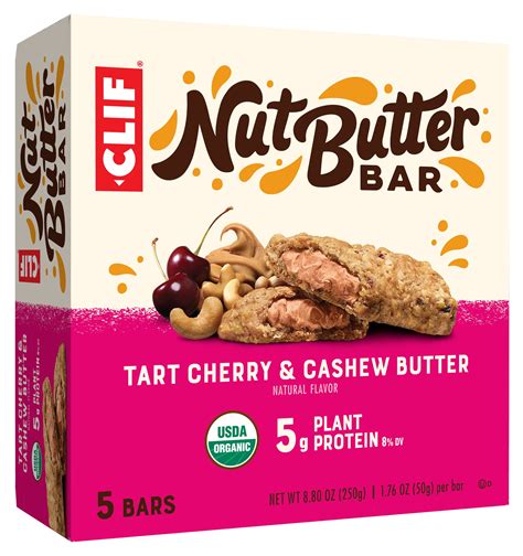 CLIF Nut Butter Bar, Organic Snack Bars, Tart Cherry Berry, 5 Ct, 1.76 ...